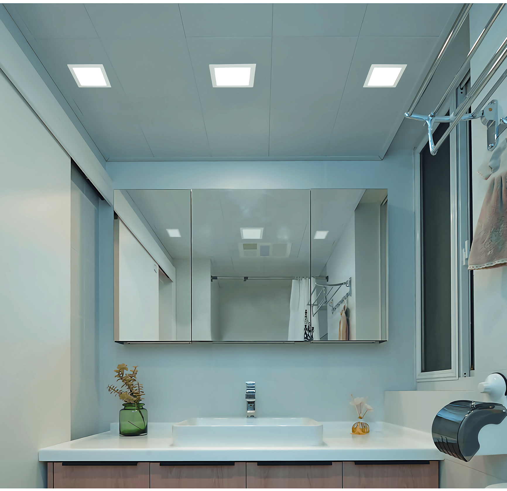 HEITRONIC - LED Einbaudownlight LE MANS kreisförmig 20 Watt 240x32 mm 3000/4000/6000 Kelvin IP44 dimmbar