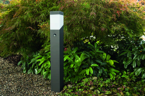 HEITRONIC - Standleuchte Madeleine E27 schwarz IP44 mit Bewegungsmelder/Tageslichtsensor E27