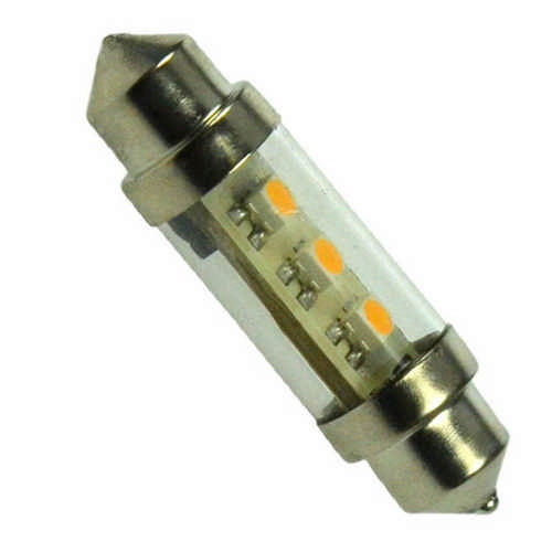 S+H LED-Soffitte 3 SMD 10mmx37mm Sockel S8 10-30 Volt 12 Volt AC/DC 0,9 Watt 45Lm 3000K 120 Grad dimmbar